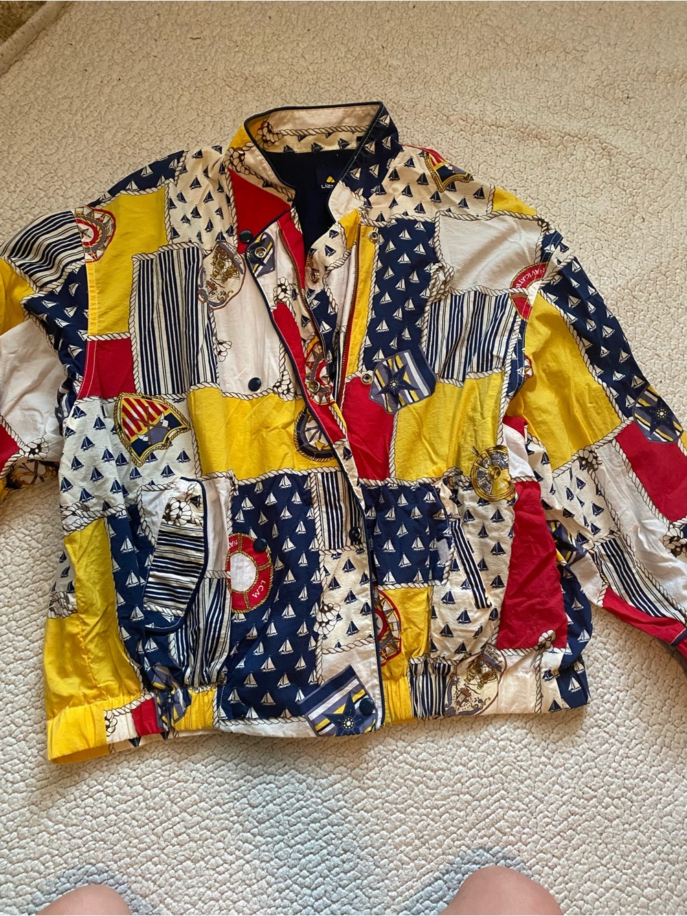 Colorblock Nautical Patchwork Jacket in Navy, Yellow & Red